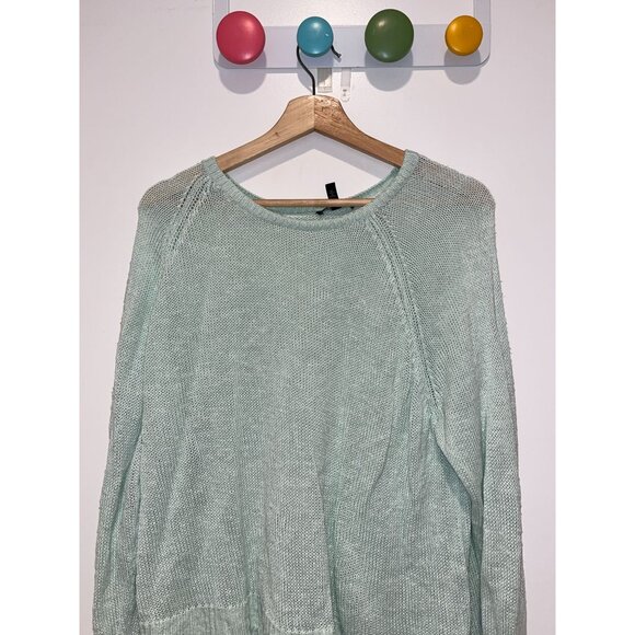 Eileen Fisher Linen XL Light Green Knit Sweater Relaxed Fit Breathable Fabric W - Picture 2 of 8